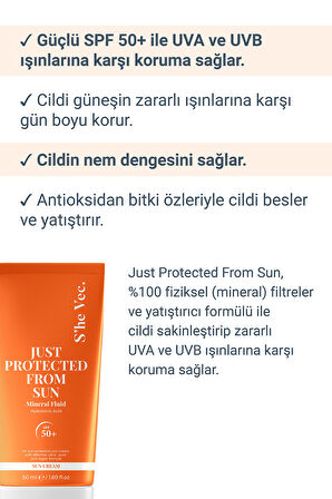 JUST PROTECTED FROM SUN - SPF50+ Leke Karşıtı Yüksek Korumalı Güneş Kremi | Tüm Cilt Tipleri 50ml