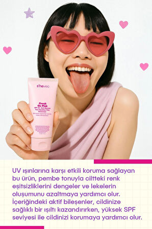 Crush On Pink - SPF 50+ Leke Karşıtı ve Ton Eşitleyici Pembe Güneş Kremi