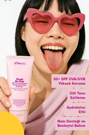 Crush On Pink - SPF 50+ Leke Karşıtı ve Ton Eşitleyici Pembe Güneş Kremi