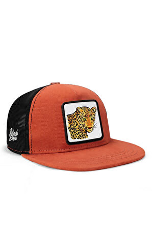  Hip Hop Kids Jaguar Logolu Kiremit-Siyah Çocuk Trucker Şapka