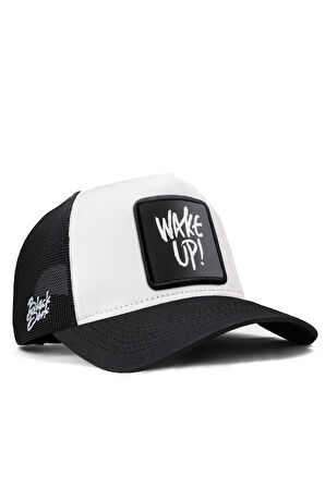  Wake Up Logolu Siyah-Beyaz Trucker Şapka
