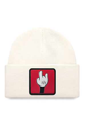  Parmak Logolu Beyaz Bere