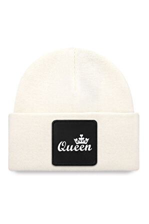  Queen Logolu Beyaz Bere