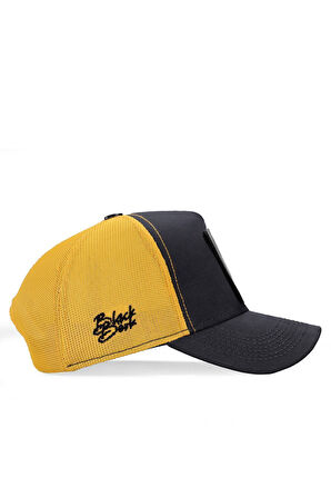  Aslan Logolu Koyu Antrasit-Sarı Trucker Şapka