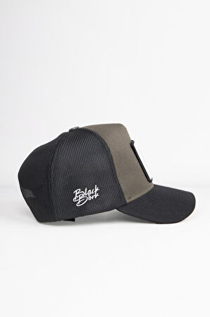 Kartal Logolu Siyah-Haki Trucker Şapka