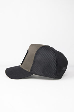 Kartal Logolu Siyah-Haki Trucker Şapka
