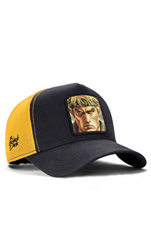  Fighter Logolu Koyu Antrasit - Sarı Trucker Şapka