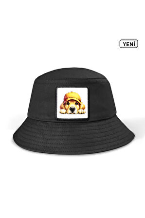  Köpek Logolu Siyah Bucket Şapka