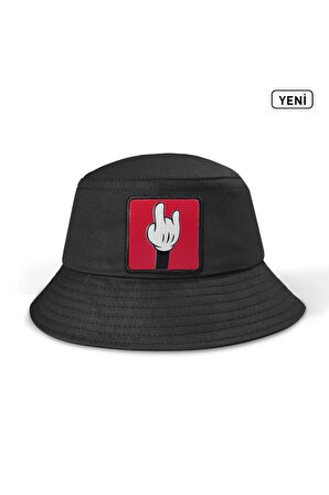  Parmak Logolu Siyah Bucket Şapka
