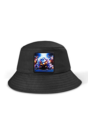  Bucket Kirpi Logolu Siyah Şapka