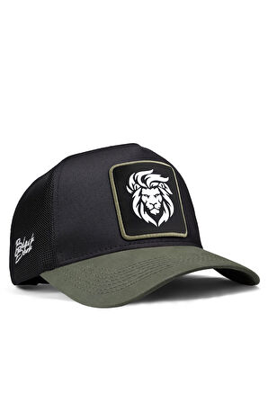  Aslan Logolu Haki-Siyah Trucker Şapka