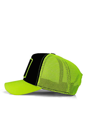  Ejderha Logolu Neon-Siyah Trucker Şapka