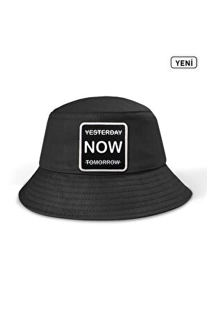 Bucket Yesterday Now Tomorrow Logolu Siyah Şapka