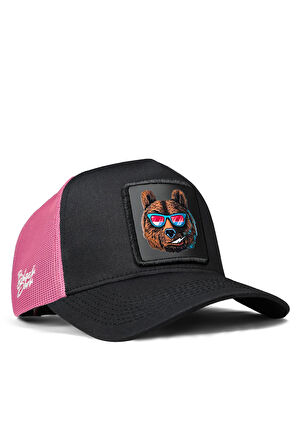  Ayı Logolu Siyah-Pembe Trucker Şapka