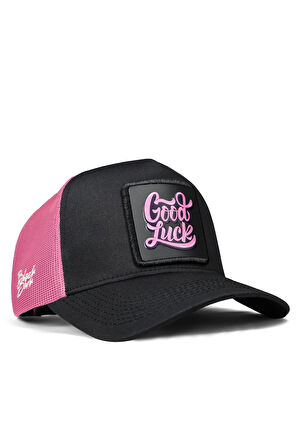  Good Luck Logolu Siyah-Pembe Trucker Şapka