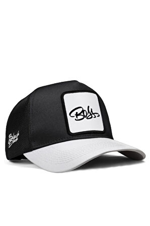  Boss Logolu Beyaz-Siyah Trucker Şapka