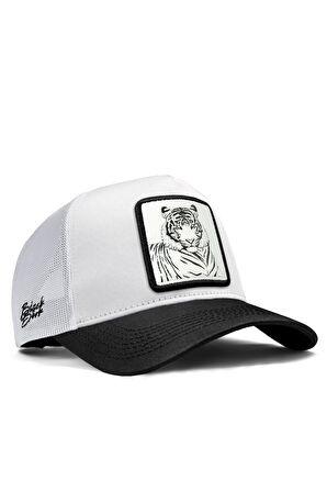  Bengal Kaplan Logolu Siyah-Beyaz Trucker Şapka