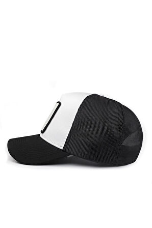  Kartal Logolu Siyah-Beyaz Trucker Şapka