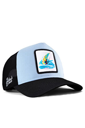 Sörf Logolu Siyah-Buz Mavi Trucker Şapka