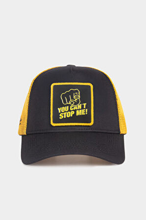  You Can t Stop Me Logolu Siyah-Sarı Trucker Şapka