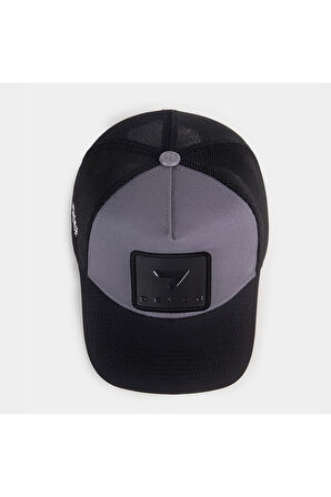  7 Numara Logolu Siyah-Gri Trucker Şapka
