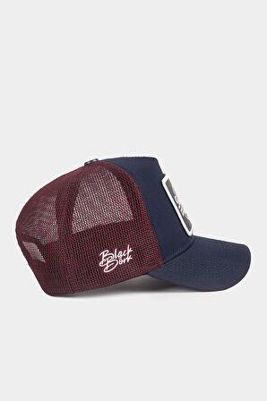  Different Wrong Logolu Lacivert-Bordo Trucker Şapka