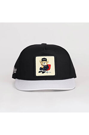 Ayı Logolu Beyaz-Siyah Hip Hop Şapka