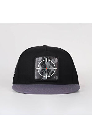 Kamuflaj Logolu Gri-Siyah Hip Hop Şapka