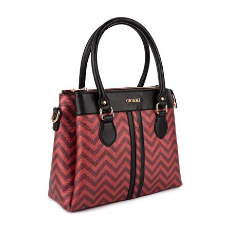 Elvin El ve Omuz Çantası Bordo Zikzak