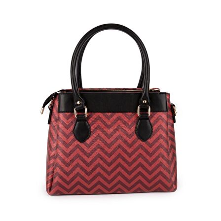 Elvin El ve Omuz Çantası Bordo Zikzak