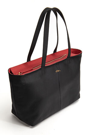 Vera Omuz Çantası Hakiki Deri Siyah