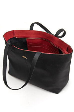 Vera Omuz Çantası Hakiki Deri Siyah