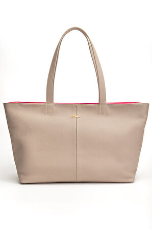 Vera Omuz Çantası Hakiki Deri Bej