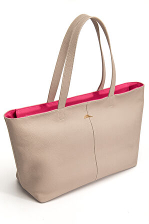 Vera Omuz Çantası Hakiki Deri Bej