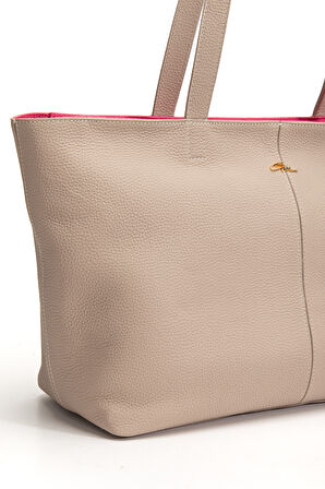 Vera Omuz Çantası Hakiki Deri Bej