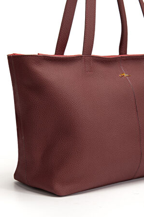 Vera Omuz Çantası Hakiki Deri Bordo