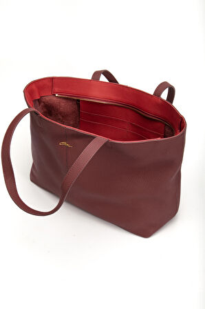 Vera Omuz Çantası Hakiki Deri Bordo
