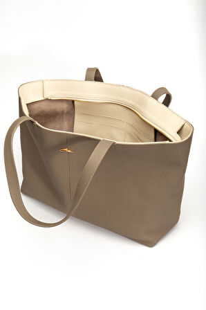 Vera Omuz Çantası Hakiki Deri Gri