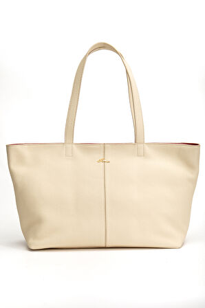 Vera Omuz Çantası Hakiki Deri Krem