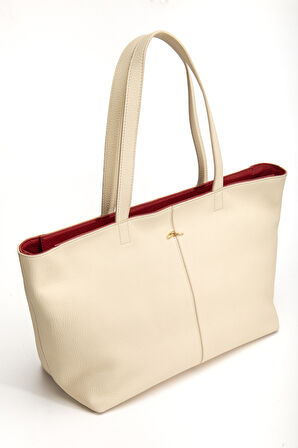 Vera Omuz Çantası Hakiki Deri Krem