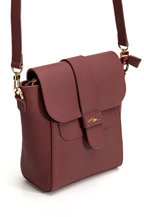 Tegan Hakiki Deri Kadın Omuz Ve Çapraz Çanta Bordo