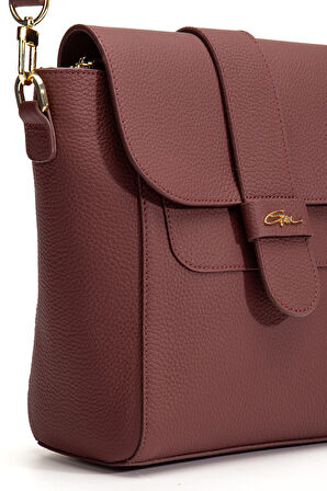 Tegan Hakiki Deri Kadın Omuz Ve Çapraz Çanta Bordo