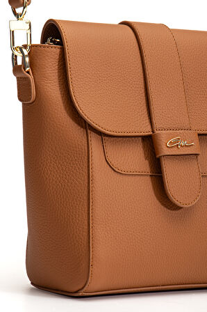 Tegan Hakiki Deri Kadın Omuz Ve Çapraz Çanta Taba