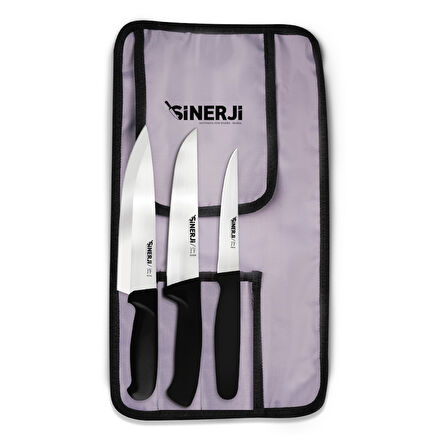 Silver Gastronomi Rulo Çantalı Bıçak Seti 3+1
