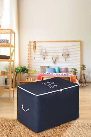Home Sweet Home Lacivert 3'lü Baza Altı Kazak Pike Battaniye Hurcu 52x28x31-64x40x35-74x46x46
