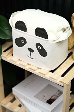 Panda Desenli Dikdörtgen Sepet Organizer 25 x 15 x 18