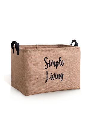 Jüt Simple Living Baskılı Küçük Boy Düzenleyici Saklama Sepeti 15x25x18