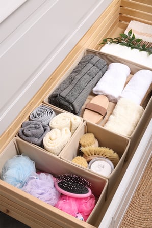 4'lü Bej Renk Dolap,çekmece Içi Organizer Düzenleyici Seti 28x28x13-28x13x13-13x13x13