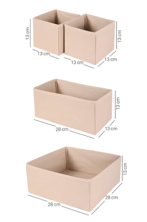 4'lü Bej Renk Dolap,çekmece Içi Organizer Düzenleyici Seti 28x28x13-28x13x13-13x13x13