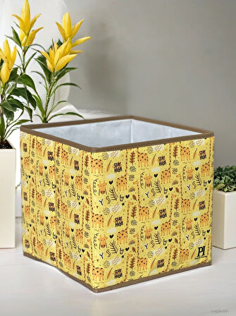 Stay Gıraffe Desenli Kapaksız Çok Amaçlı Düzenleyici Oyuncak Saklama Kutusu 30x30x30
